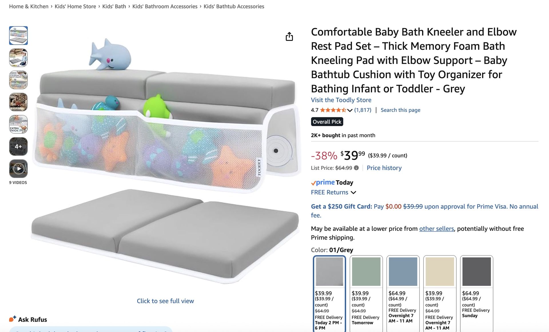 NEW MagicFun Baby Bath Kneeler and Elbow Rest Pad Set