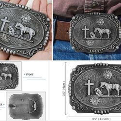 New Western Faith Horse Cowboy Kneeling Praying At Cross Belt Buckle Men Women SHIPPING AVAILABLE 