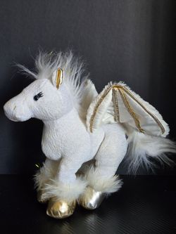 Ganz Webkinz Golden Pegasus Plush Pony White With Wings