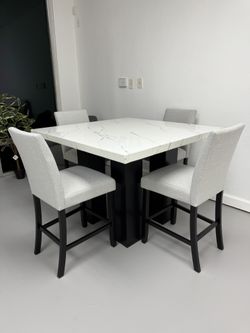 5 PC Marble Table w/ 4 Chairs 