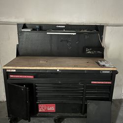 Husky Tool Box w/ Pegboard, shelf And Outlets/USB