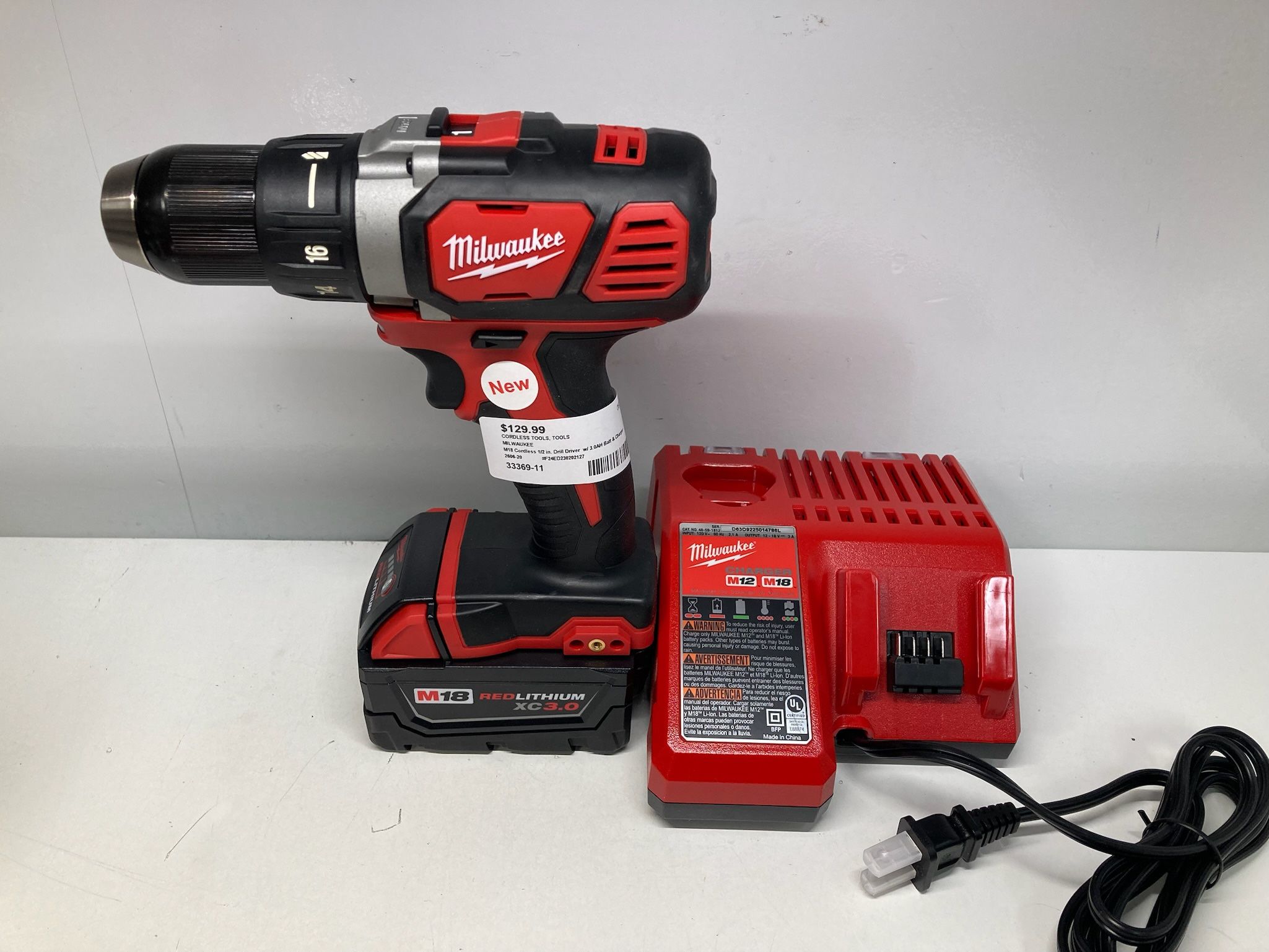 MILWAUKEE 2606-20 M18 Cordless 1/2” Drill Driver With 3.0AH Battery & Charger