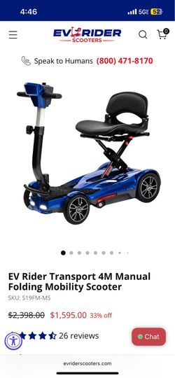 EV Rider Transport 4M Manual Folding Mobility Scooter