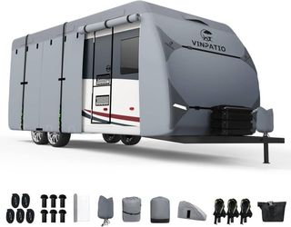 new RV Cover 20-22ft: 7 Layers Heavy Duty RV & Trailer Cover, Travel Trailer Cover, Camper Cover, Toy Hauler Cover with Extra Windproof Straps, Tongue