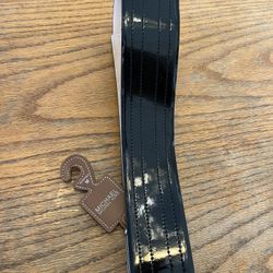 New Micheal Kors Black Reversible Leather Thick Belt Size M 