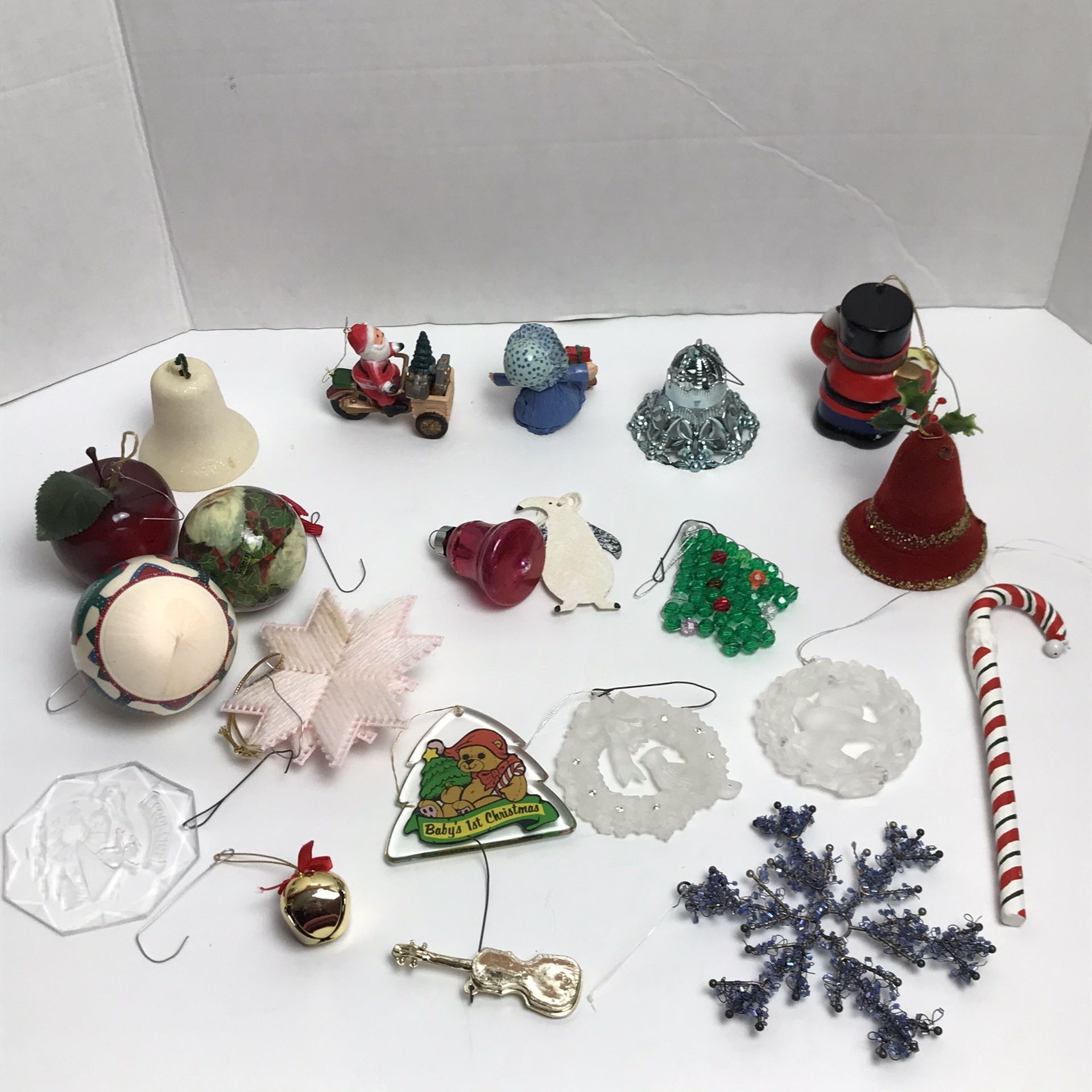 Huge Lot of 21 Vintage Christmas Ornaments Santa Snowflake Soldier