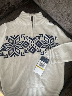 NEW Izod Boys Oatmeal Heather * Blues Sweater Size XXS (4/5)  Pullover Zipper