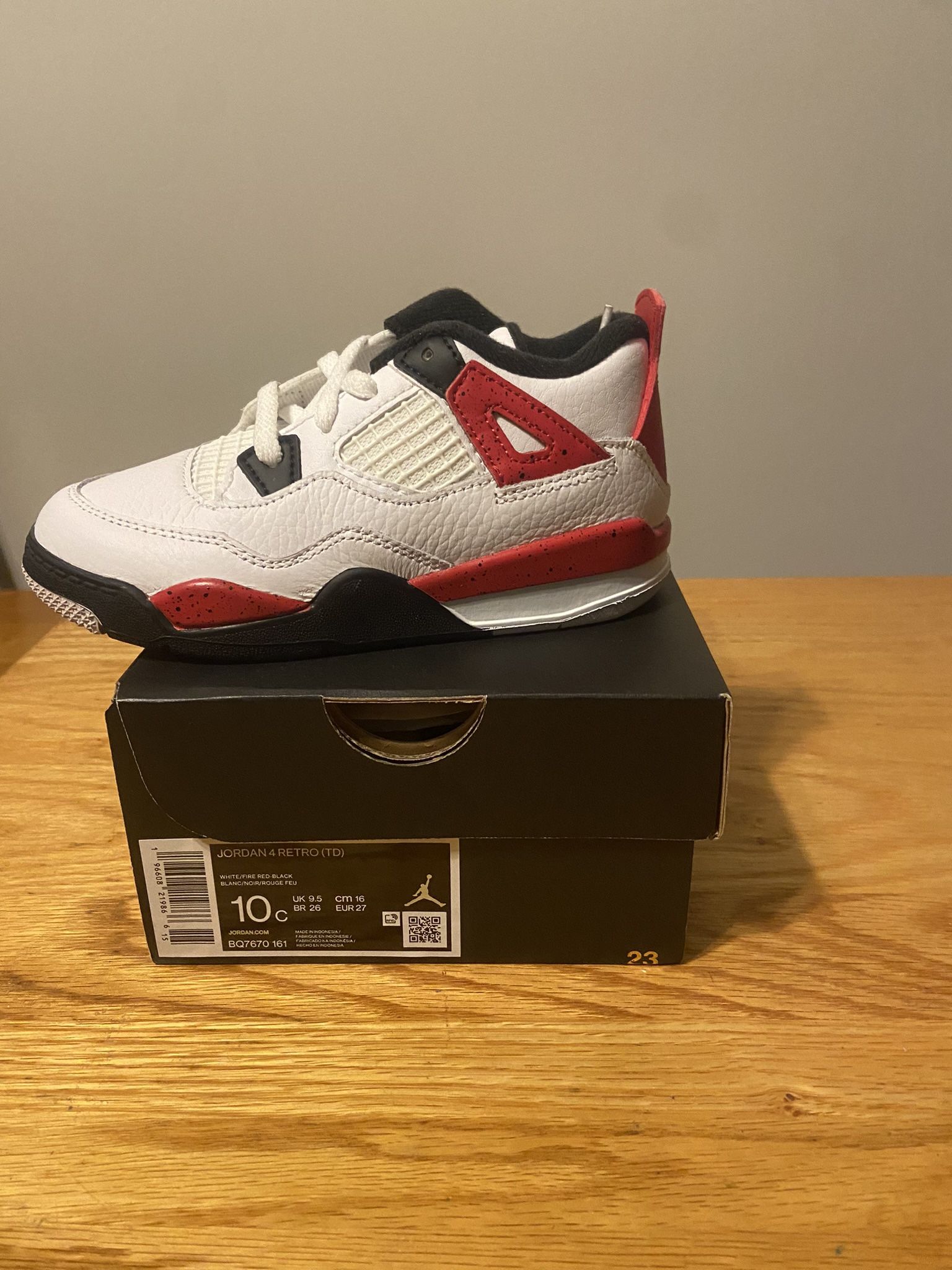 🆕 Air Jordan 4 Retro TD “Fire Red” – Toddler Size 10C (New in Box)
