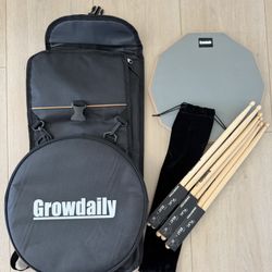 Growdaily Drum Practice Pad And 3 Pairs Of Sticks