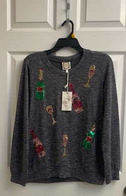Brand new Ladies dark gray glitter sweater size M
