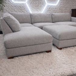 (no Deposit FREE DELIVERY )BEAUTIFUL Thomasville, L-Shaped Sectional COUCH  With Chase And Ottoman