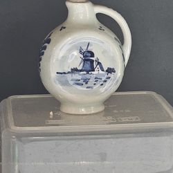 Vintage Delft Blue 3.5"  painted pottery  Pitcher made in Holland.  