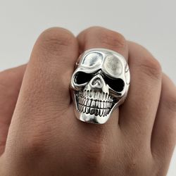 New Sterling Silver 925 Skull Men’s Large Ring 