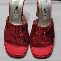 Womens Red Squined Sandals size 7.5 