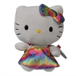 Ty Sanrio Hello Kitty Rainbow Dress Plush 6" Stuffed Animal Cat Kawaii Cute