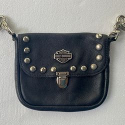 Harley Davidson Women’s Black Leather Accessory/Coin Riding Pouch Purse Sachel