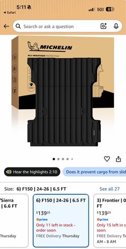 Michelin All-Weather Truck Bed Mat F150 6.5 FT