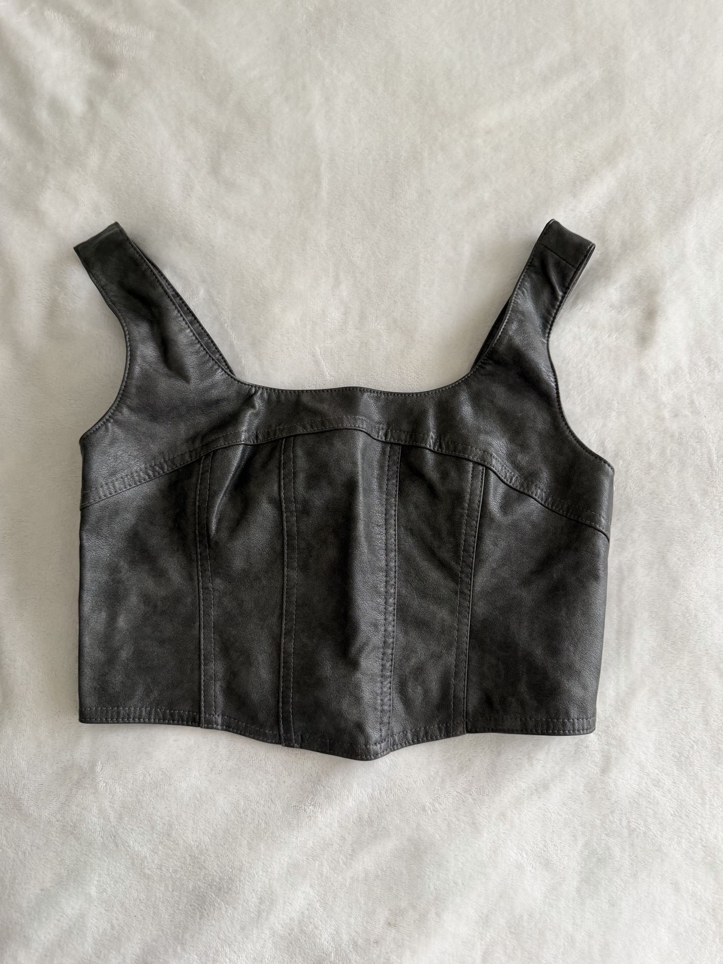Faux leather top