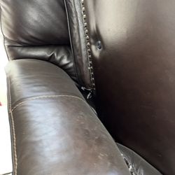 Two Large Sofa Couches Recliner Brown Leather