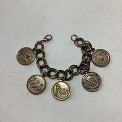 Vintage Gold Tone Olympics Charm Bracelet