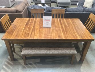 Light Brown 6 Piece Dining Table Set Sale