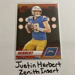 Justin Herbert Los Angeles Chargers QB Zenith Short Print Insert Card. 