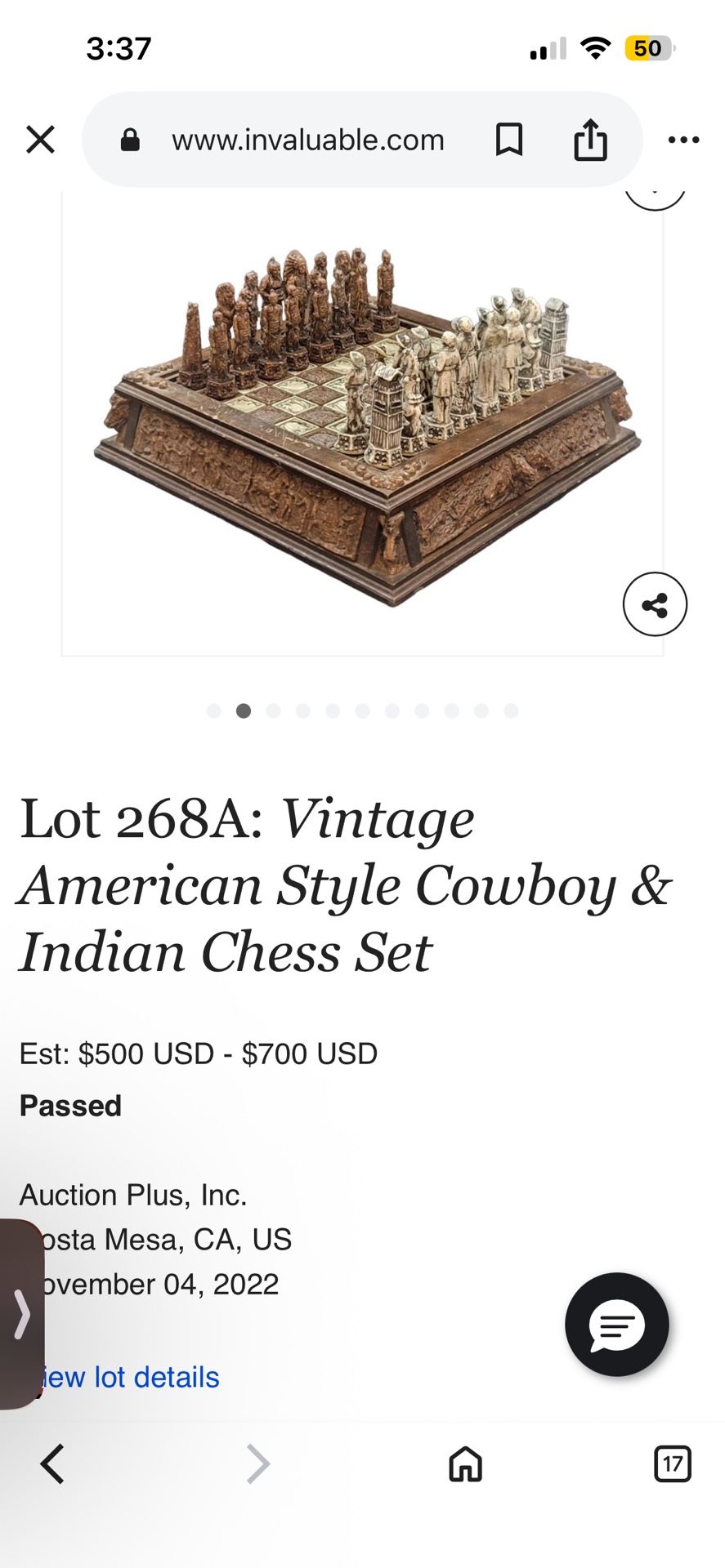 Vintage Chess Set, Cowboy V Indian 