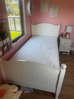 Pottery Barn twin bed with newer memory foam mattress!