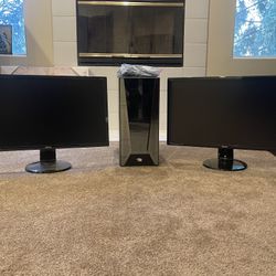 Gaming PC (RTX 2060z) Plus Dual 27” Monitor With Mouse Set Up