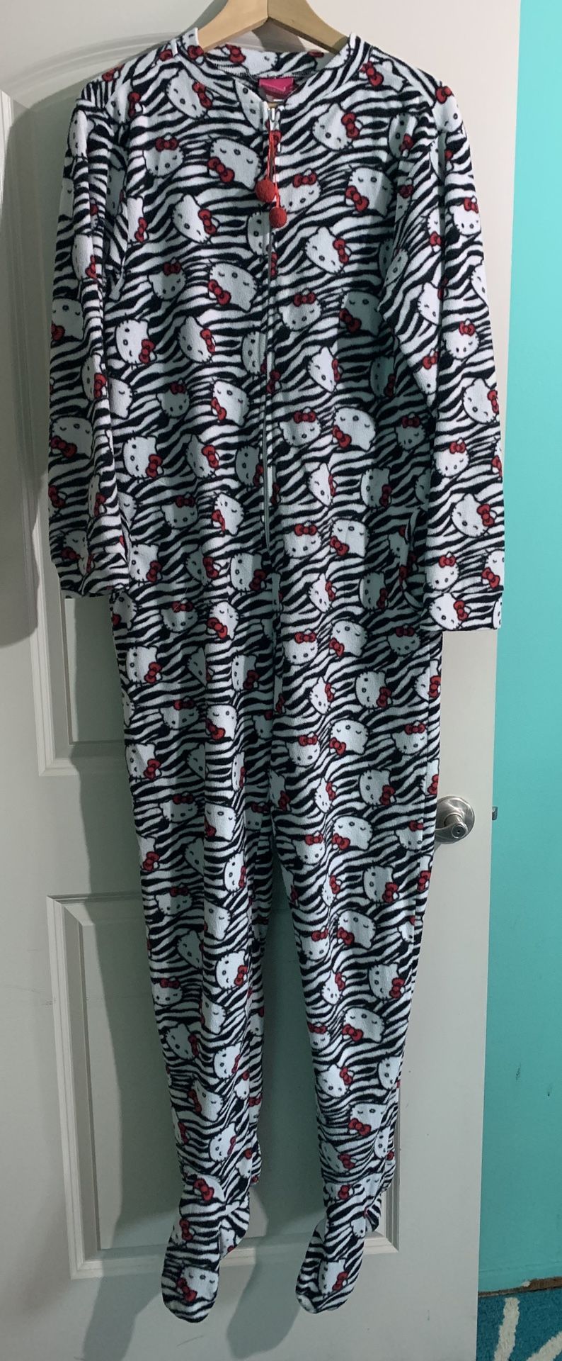 Hello Kitty Zebra Stripe Onesie Footed Pajamas