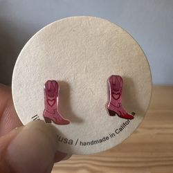 Pink Boots Earrings Stud
