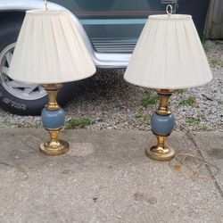 2 Vintage Brass Lamps 