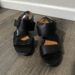 Women Black Leather Shoes Size 9