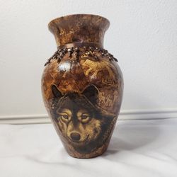 Native American motif vase handmade