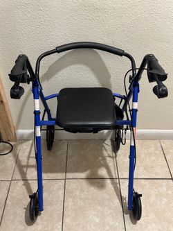 Medline Guardian Rollator Walker with Seat - Black (350 lbs Capacity)