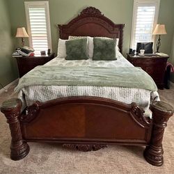Ashley Dark Wood Queen Bedroom Furniture Set 6pcs