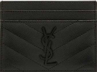 YSL Monogram Card Case in Grained Leather – Black