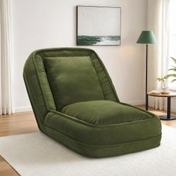💚 4-in-1 Floor Sofa Chair Lounger – Olive Green | Foldable Sleeper | Open Box