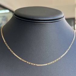 Jewelry Italy 14k solid Yellow Gold  Cuban figaro link 16” Chain necklace 1.40grams 1.60mm