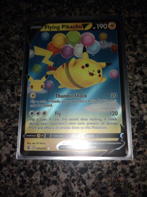 Celebration 🎉 Flying Pikachu V Full art Holographic Pokemon Card