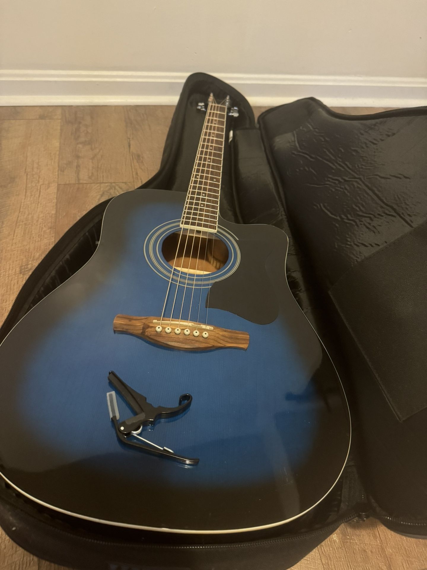 Black and Blue Acoustic Guitar 