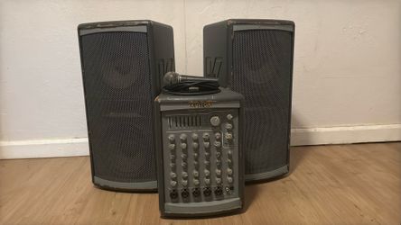 Kustom profile system two PA speaker Shure sm58 microphone bundle