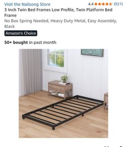 Nailsong Twin Platform Bed Frame Black Metal
