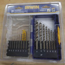 Irwin 316015 Cobalt High Speed Steel Straight Shank Fractional Drill Bit Pro Set. NEW 