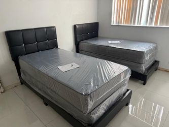 NEW BED FRAME TWIN SIZE WITH MATTRESS AND BOX SPRING