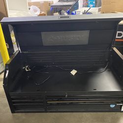 Husky 52 in. W x 21.5 in. D Heavy Duty 6-Drawer Top Tool Chest with Pull-out Work Surface and LED Light in Matte Black