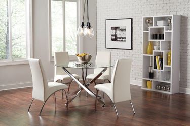 Ruffino Modern Leather & Chrome Dinning Table $(50 Down Payment to Finance)