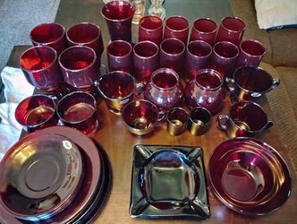 Antique Red Glass, Anchor Hocking