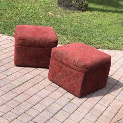 Vintage Red Oriental Poufs  / Ottomans Stool / Excellent Upholstery 