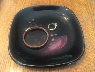 Handmade hand painted ceramic plate